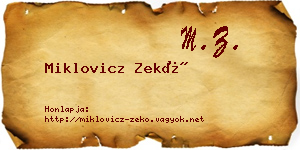 Miklovicz Zekő névjegykártya